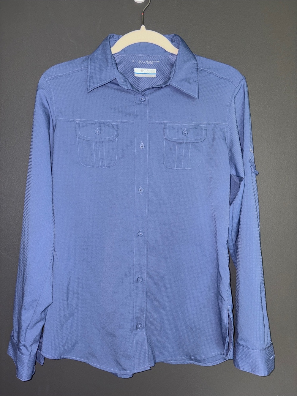 Columbia small sun protection Long-Sleeve Blue Button-Down Shirt